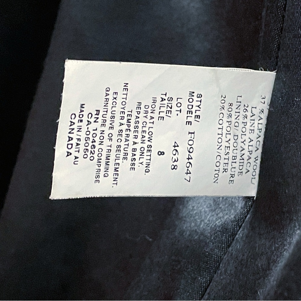 Joseph White & Black Wool Herringbone Coat  size 8 - Picture 15 of 15